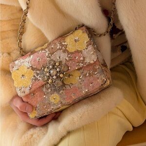 Korean Brand Unique Chic Floral Sequin Crossbody Bag